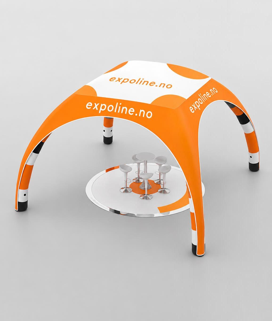 Spider Tent 7×7 konstruksjon med printet tak